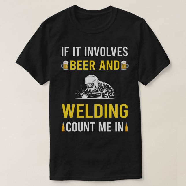 T-shirt Souder soudé à souder et à la bière (Design devant)
