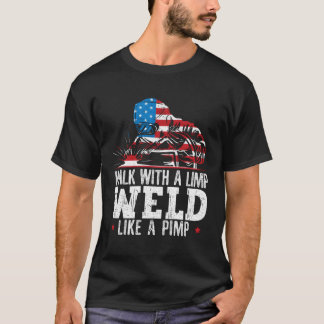 T-shirt Soudure à drapeau américain en détresse