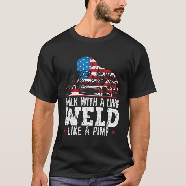 T-shirt Soudure à drapeau américain en détresse (Devant)