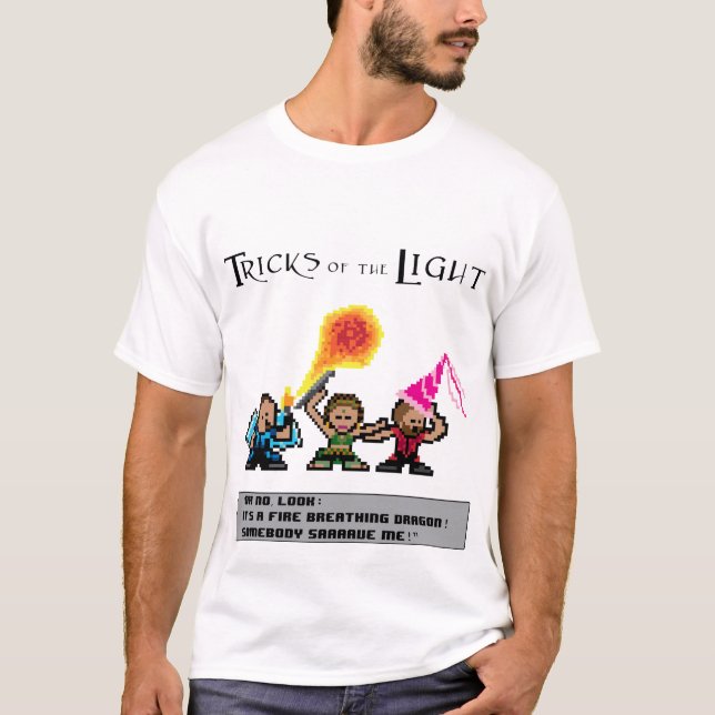T-shirt Souffle de feu de dragon et de bouclier de 8 bits (Devant)