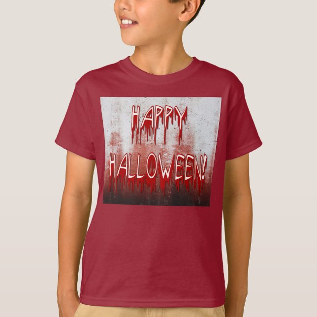T-shirt Souffrir Joyeux Halloween sang saintes enfants Tee (Devant)