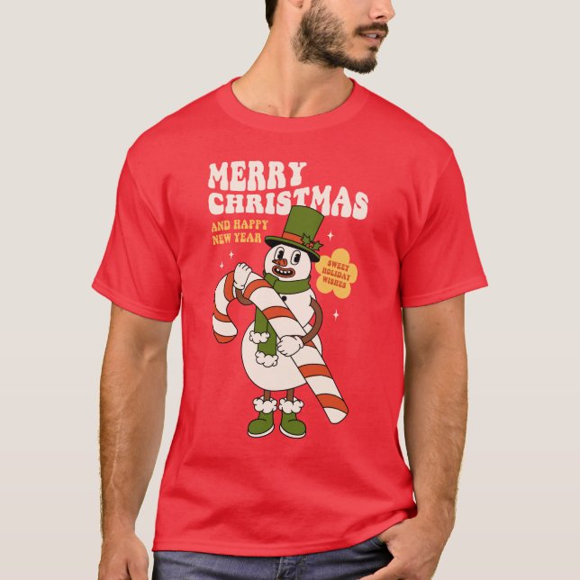 T-shirt Souhaits de vacances - Un Sucre de canne Noël (Devant)