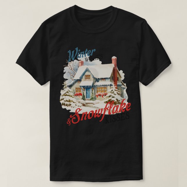 T-shirt Souhaits d'hiver et baisers à neige (Design devant)