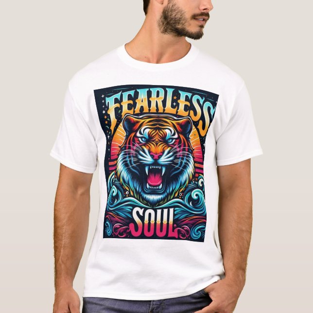 T-shirt Soul sans peur - Oeuvre de tigres vibrante (Devant)