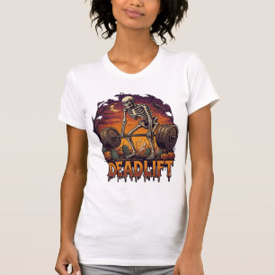 T-shirt Soulevé de terre Squelette Haltère Citrouilles d'H