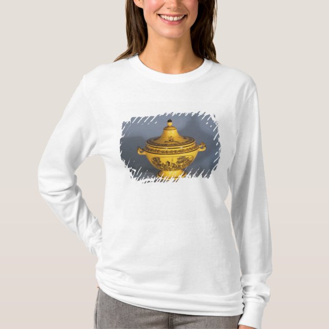 T-shirt Soupière avec la conception noire d'impression, (Devant)
