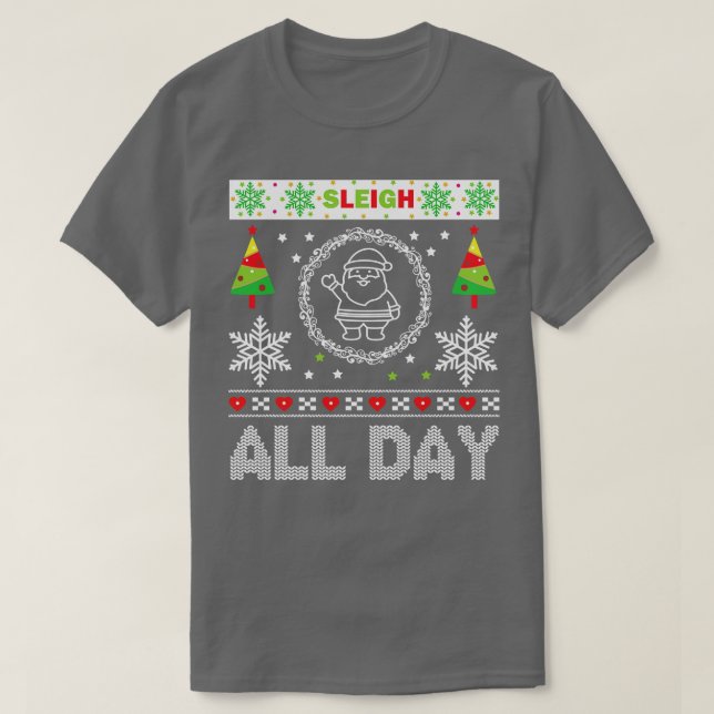T-shirt Soupir toute la journée laide pull de Noël (Design devant)