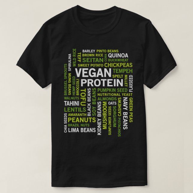 T-shirt Sources de protéines végétaliennes Mot Cloud Gym e (Design devant)