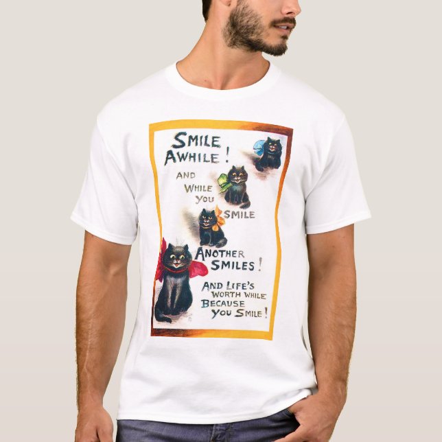 T-shirt Souriez, Black Cat, Louis Wain (Devant)
