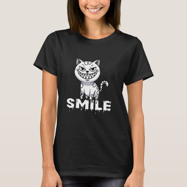 T-shirt Sourire Chat Malicieux Expression Moqueuse (Devant)