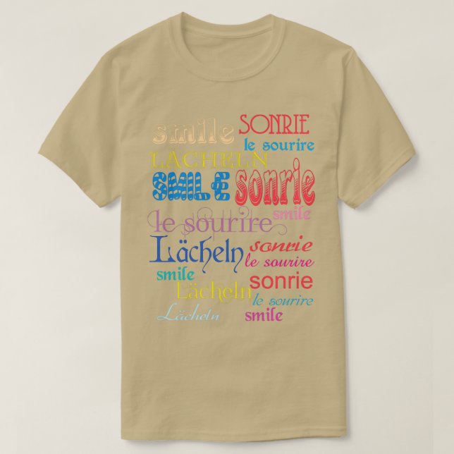 T-shirt sourire dans différentes langues (Design devant)