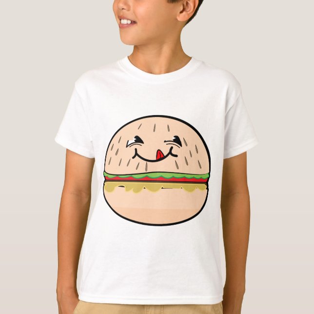 T-shirt Sourire drôle d'hamburger (Devant)