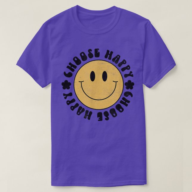 T-shirt Sourire Jaune visage souriant Choisissez Joyeux Bo (Design devant)