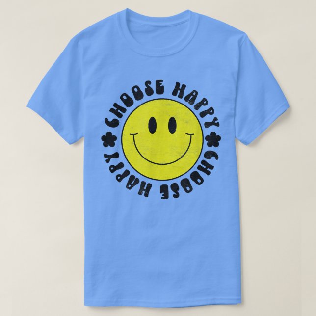T-shirt Sourire Jaune visage souriant Choisissez Joyeux Bo (Design devant)