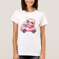Sourire rose Sloth conduisant une convertible