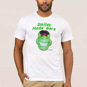 T-shirt Sourires faits art vert ici de sourire de ballon