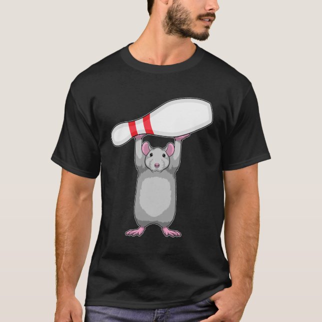 T-shirt Souris au bowling avec quille de bowling (Devant)