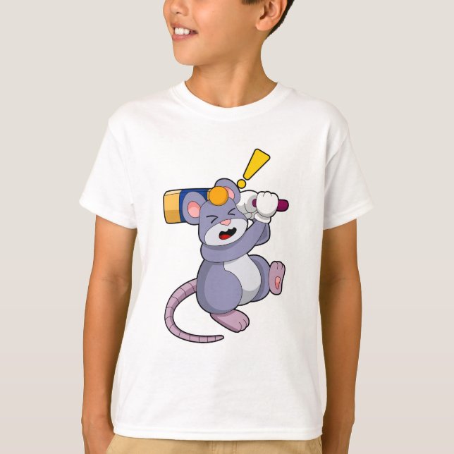 T-shirt Souris au cricket avec chauve-souris de cricket (Devant)