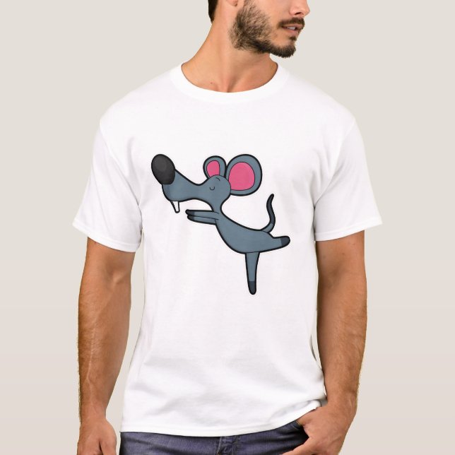 T-shirt Souris au Yoga Exercice d'étirement (Devant)