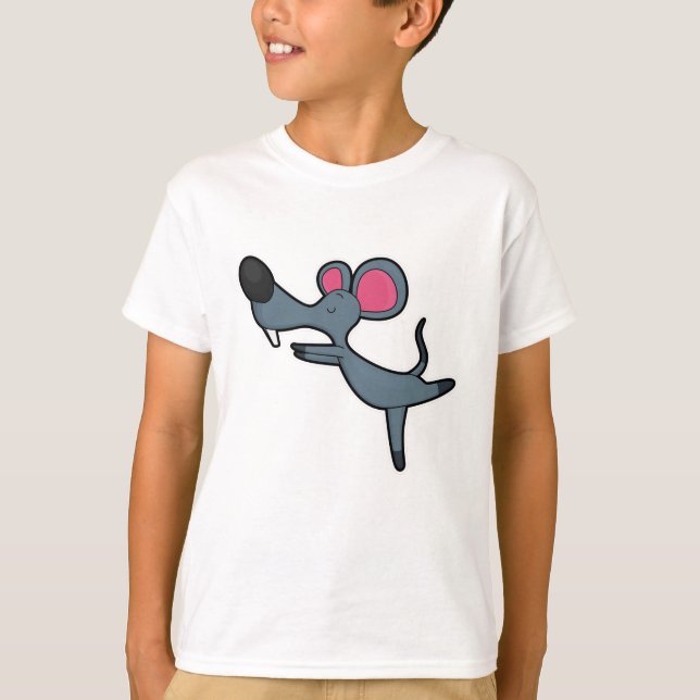 T-shirt Souris au Yoga Exercice d'étirement (Devant)