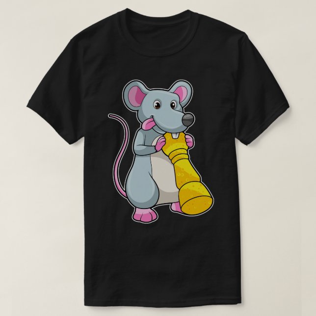 T-shirt Souris aux échecs avec pièce d'échecs Pawn (Design devant)