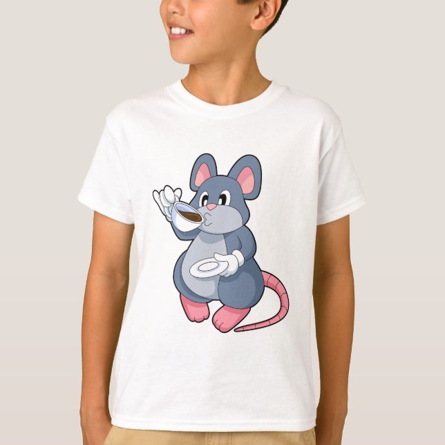 T-shirt Souris avec Café Cup (Devant)
