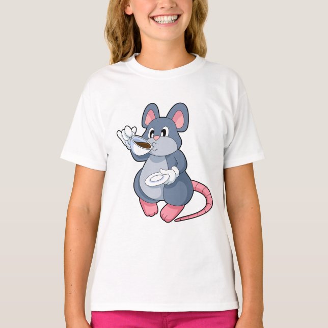T-shirt Souris avec Tasse de Café (Devant)