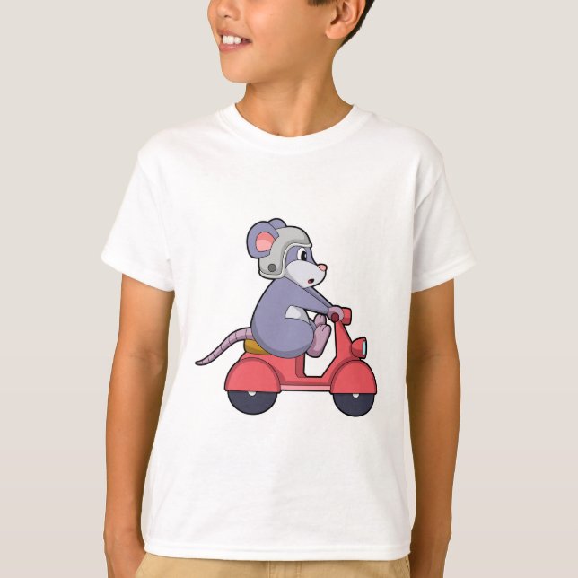 T-shirt Souris comme Biker avec Scooter.PNG (Devant)