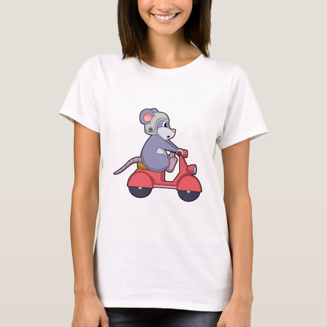 T-shirt Souris comme Biker avec Scooter.PNG (Devant)