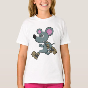 T-shirt Souris comme coureur avec sac à dos