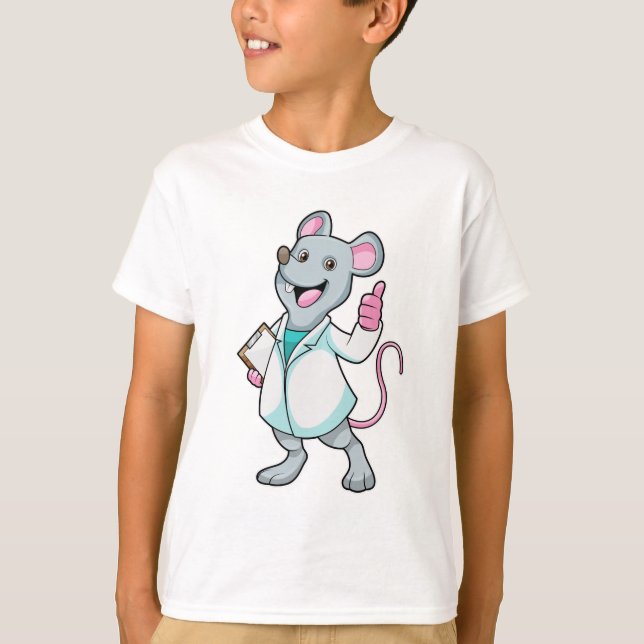 T-shirt Souris comme docteur avec manteau de docteur (Devant)