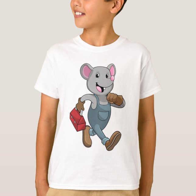 T-shirt Souris comme homme de main avec Boîte à outils (Devant)