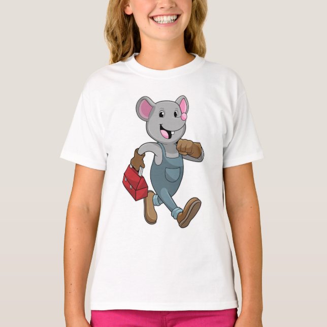 T-shirt Souris comme homme de main avec Boîte à outils (Devant)