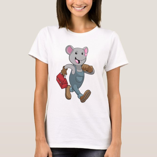 T-shirt Souris comme homme de main avec Boîte à outils (Devant)