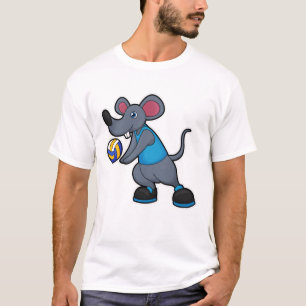 T-shirt Souris comme joueur de volleyball avec volleyball