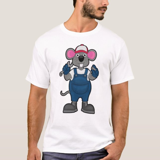 T-shirt Souris comme mécanique avec spanner à vis (Devant)
