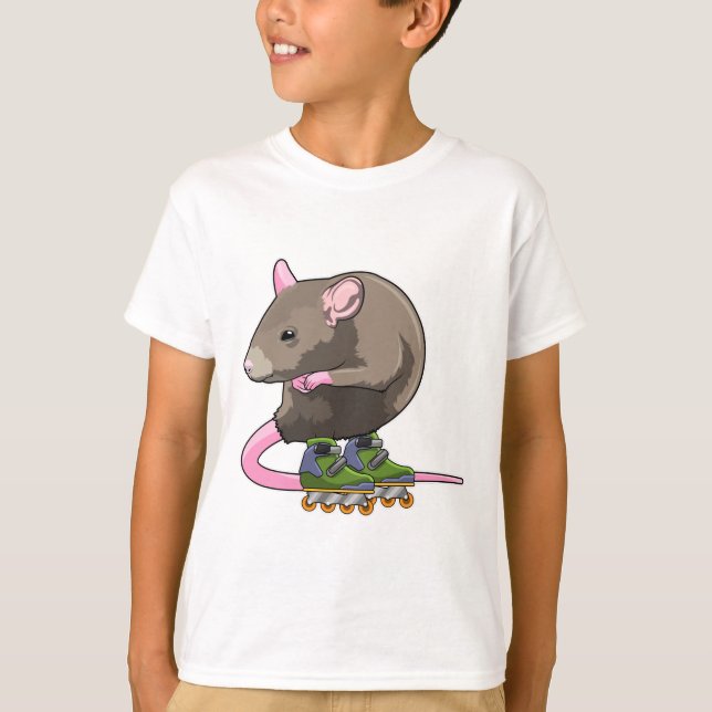 T-shirt Souris comme Patinage en ligne avec Patins en lign (Devant)