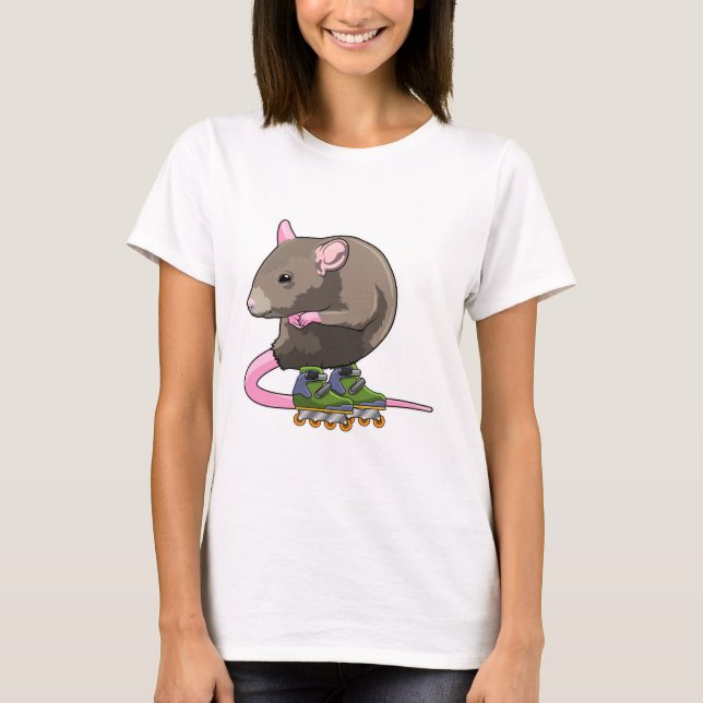 T-shirt Souris comme Patinage en ligne avec Patins en lign (Devant)