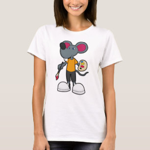 T-shirt Souris comme Peintre avec Peinture et Pinceau