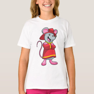T-shirt Souris comme pompier avec casque