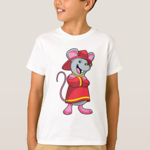 T-shirt Souris comme pompier avec casque