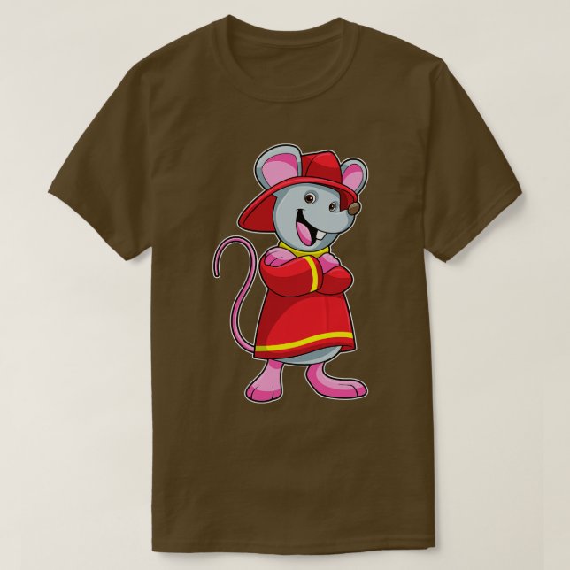 T-shirt Souris comme pompier avec casque (Design devant)