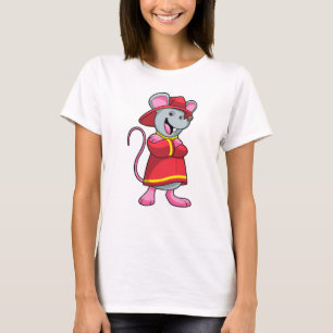 T-shirt Souris comme pompier avec casque