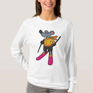 T-shirt Souris comme skieur avec ski
