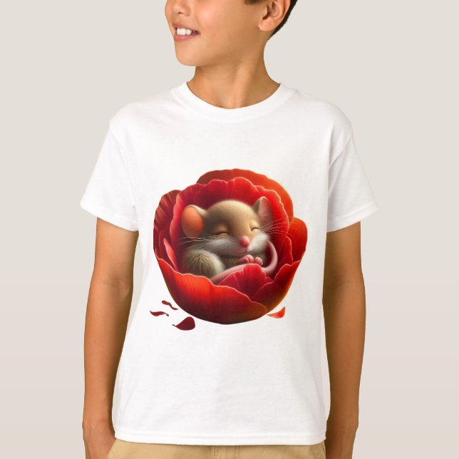 T-shirt Souris couchage mignonne (Devant)