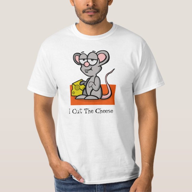 T-shirt Souris de bande dessinée "j'ai coupé le fromage " (Devant)