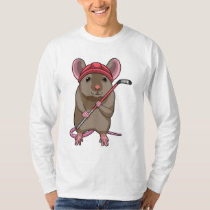 T-shirt Souris de hockey sur glace avec bâton de hockey su