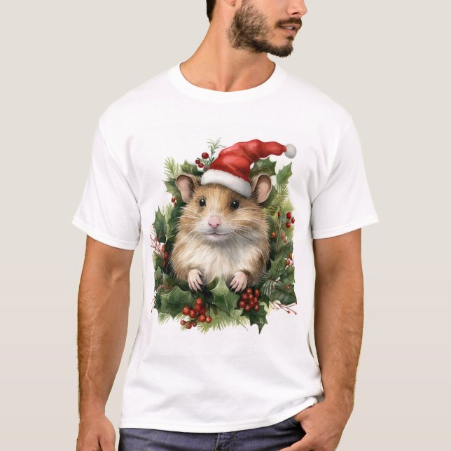 T-shirt souris de Noël amusant (Devant)