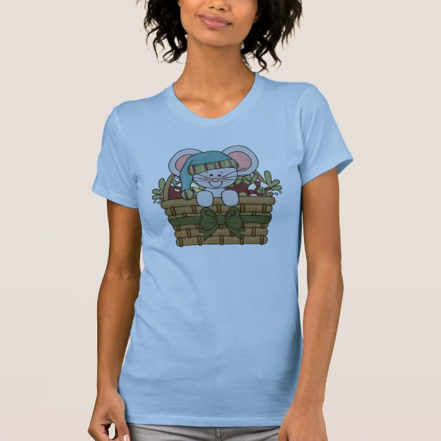 T-shirt Souris de Noël dans le panier (Devant)