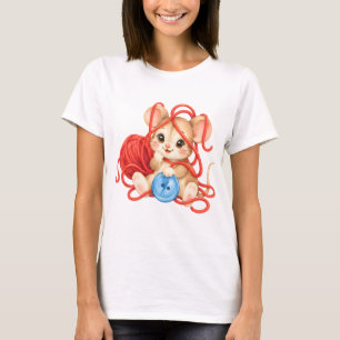 T-shirt Souris douillette avec pelote de fil